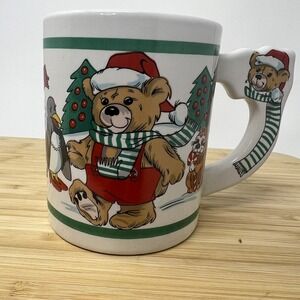 Christmas Coffee Mug Cup Teddy Bear‎ Handle Christmas Tree Penguin Skunk Snow